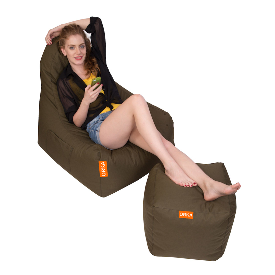 Can bean bags Solid Denier Fabric Triangle Chair Bean Bag With Footstool